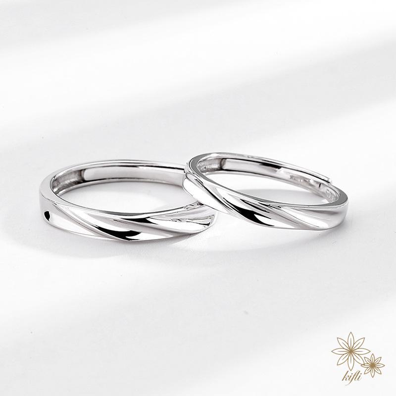 Nhẫn đôi cao cấp, nhẫn bạc nam đơn giản, nhẫn bạc nữ đính đá đẹp. Nhẫn cặp mới nhất 2022