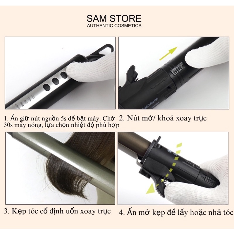 Máy làm xoăn SAM STORE đủ size sử dụng trong tạo kiểu tóc cá nhân và chuyên nghiệp, máy nhẹ, dễ xoay, không cắn dít tóc
