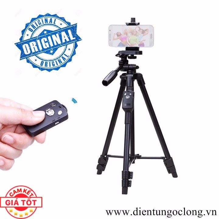 Chân Máy Tripod Máy Ảnh, Điện Thoại Kèm Remote Bluetooth VCT-5208