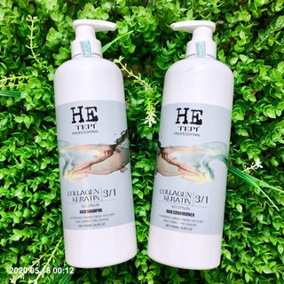Bộ dầu gội xả HETEPI Collagen Keratin No3 siêu mượt phục hồi tóc 3 in 1 1000ml