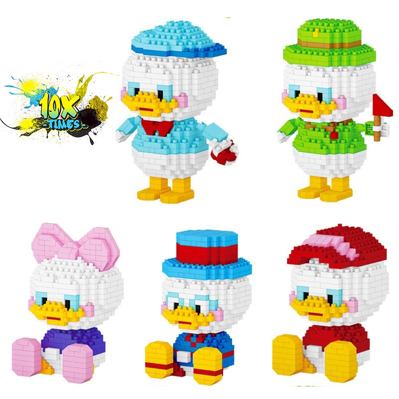 (size 10cm) Lego 3D lắp ráp mô hình nhân vật hoạt hình vịt donald disney dễ thương, quà tặng sinh nhật bạn trai gái