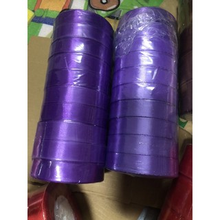 Combo 20c ruy băng 2cm tím +10c nơ 4cm xanh lá