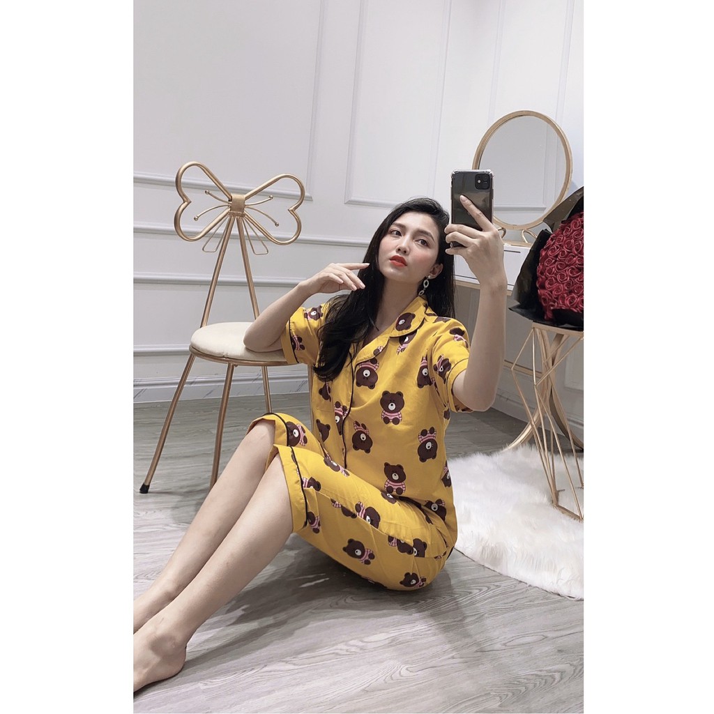 [Bộ Ngủ Pijama Tay Cộc Quần Lửng]- 𝗩𝗮̉𝗶 𝗧𝗵𝗮́𝗶 𝗟𝗼𝗮̣𝗶 𝟭-Dưới 62kg.