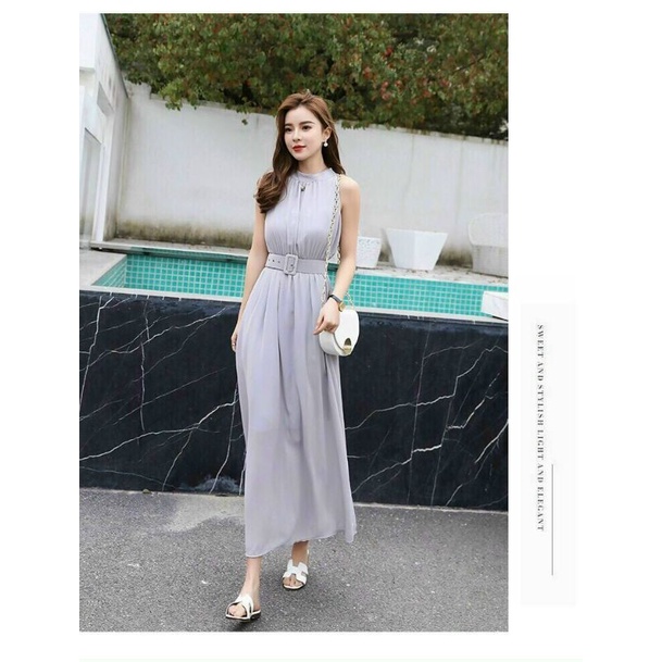 ĐẦM MAXI CỔ TRỤ KÈM NỊT Lh 0917399527