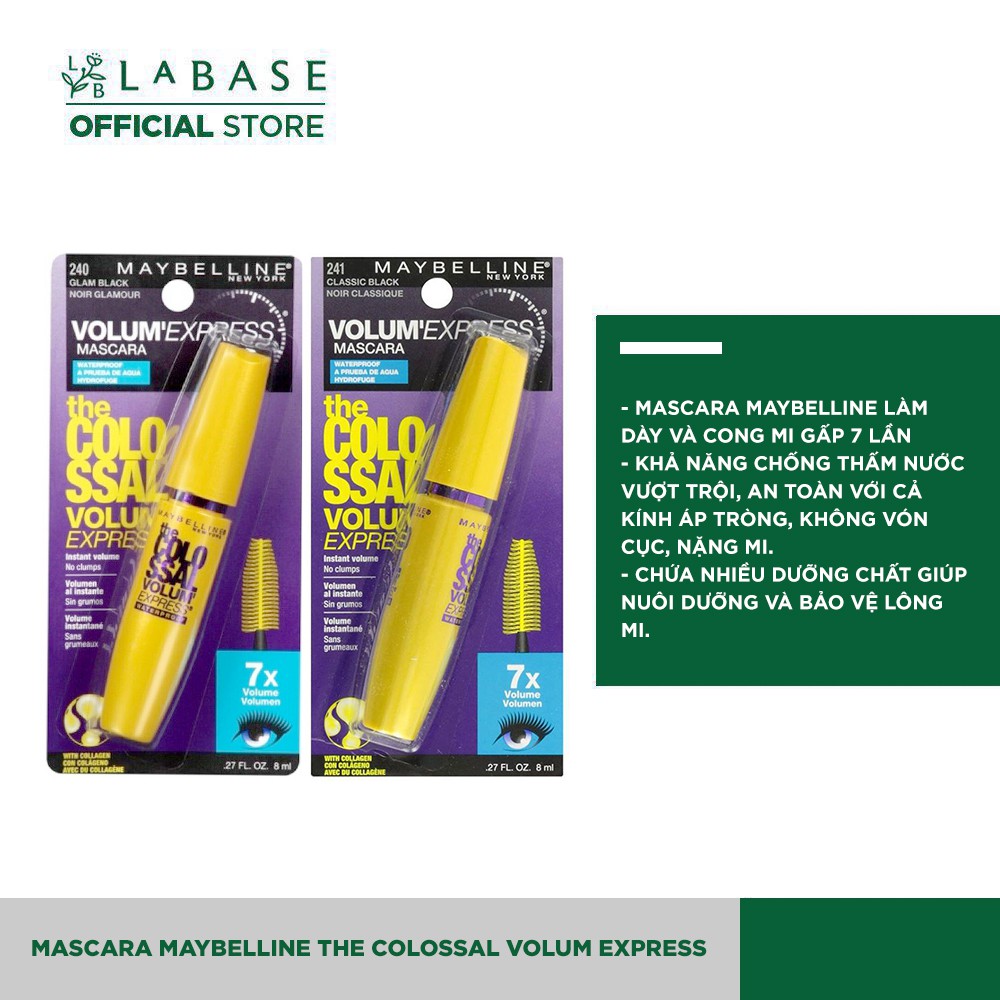 Chuốt mi Mascara Maybelline Colossal Volum Express Hydrofuge 8ml