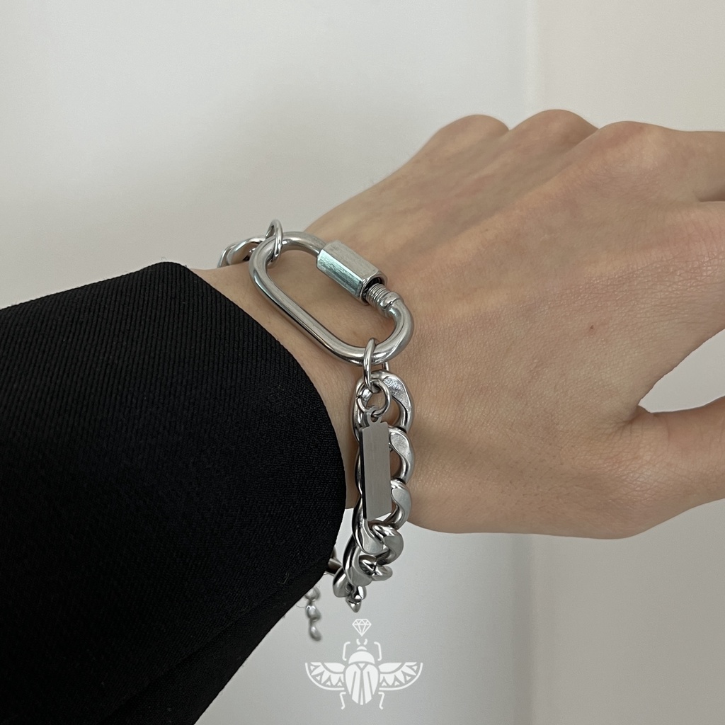 Vòng Đeo Tay Bằng Thép Titan Không Phai Màu Phong Cách hip hop Đường Phố punk