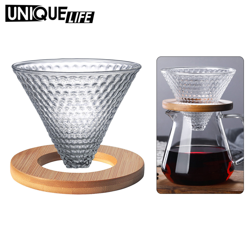 [Unique Life]Pour Over Coffee Dripper Slow Drip Coffee Filter Cone Reusable Single Cup Coffee Maker 1-2 Cup Strong Flavor Brewer