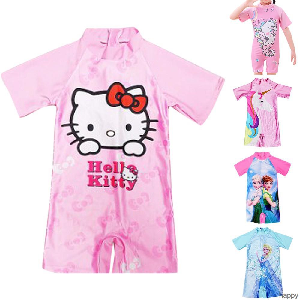 Đồ bơi trẻ em Cô gái tay ngắn Đồ bơi một mảnh thích hợp cho 3-11 tuổi In hoạt hình mềm