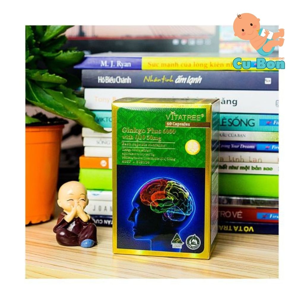 Viên uống tăng tuần hoàn não Vitatree Ginkgo Plus 6000 with Q10 50mg 60 viên của úc