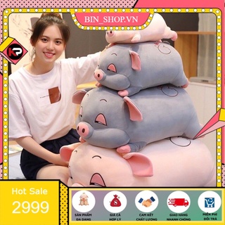 Gấu bông heo lim dim heo đờ đẫn cute vải nhung co giãn 4 chiều thú bông heo hồng mềm mịn dễ thương 80 cm