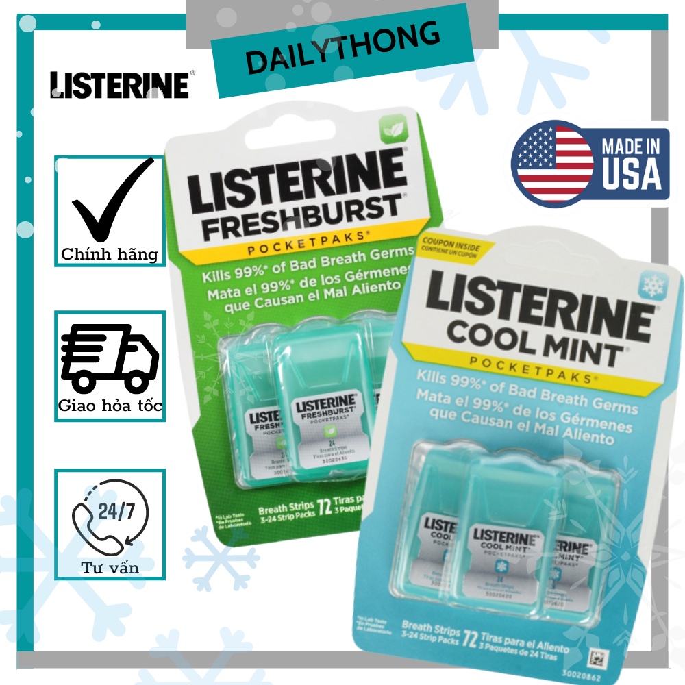 Kẹo lá ngậm thơm miệng Listerine‪ Freshburst /  Cool Mint (vỉ 3 hộp)