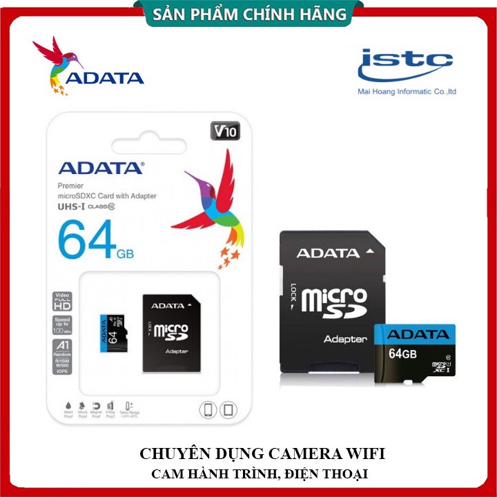 Thẻ nhớ Micro SDHC ADATA, YOOSEE 32G | 64GB| 128GB, Class 10 Cao cấp - Chuyên dụng cho Camera Wifi, Camera hành trình