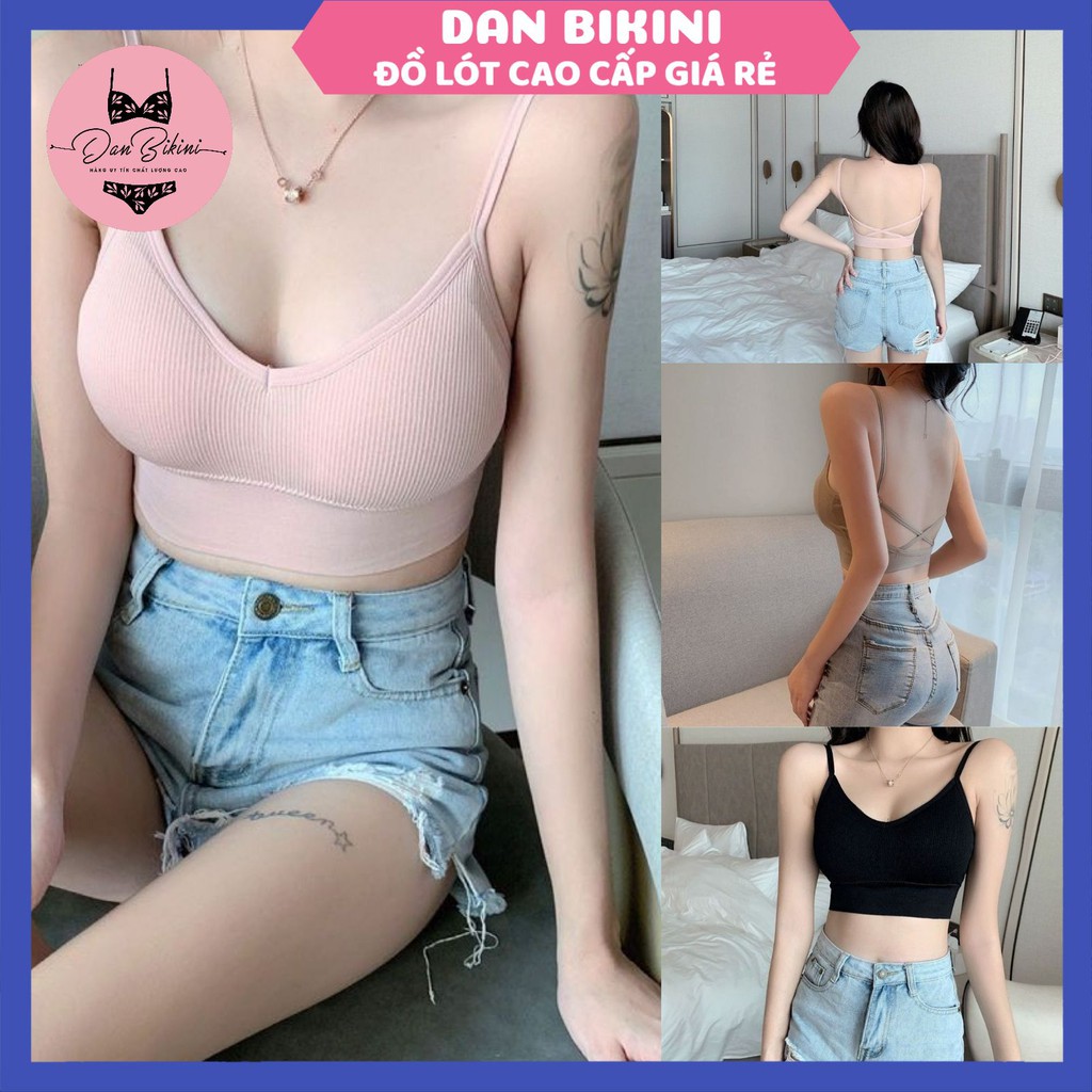 Áo Bra Nữ chéo lưng 2 dây không gọng nâng ngực co giãn mẫu BRA04