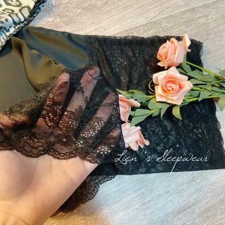 Bộ lụa quần dài phối áo beo ren