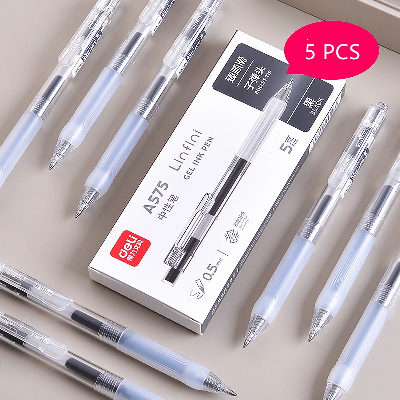 Bút Bi Dạng Gel Deli A575 Mực Đen Ngòi 0.5mm Chất Lượng Cao