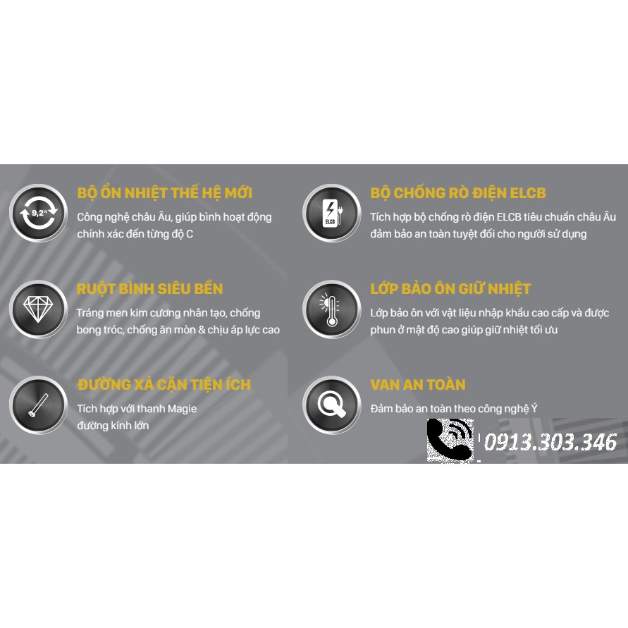Bình nóng lạnh gián tiếp Rossi S-Series 15-20-30 LÍT NGANG, bảo hành 10 năm toàn quốc, tân á đại thành online