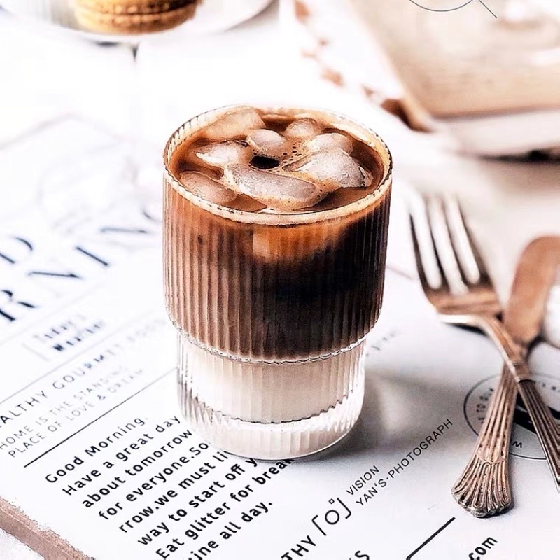 Ly thủy tinh uống sữa/cà phê/kem/sữa/cà phê phong cách Mỹ | Cốc Thuỷ Tinh Cafe 2 Tầng Vân Sọc
