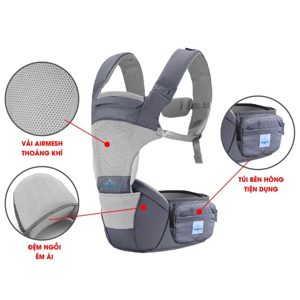 Địu ngồi trẻ em cao cấp siêu mềm 4 tư thế công nghệ Air Mesh thoáng khí - Comfybaby CF818 địu ngồi chữ M