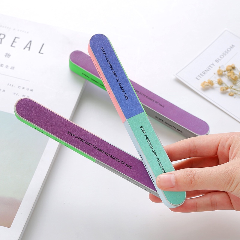 Neon074 Colorful Multiple Side Nail Art Manicure Pedicure Tool Sanding Sponge Files Buffer Polisher Dũa nhám móng tay