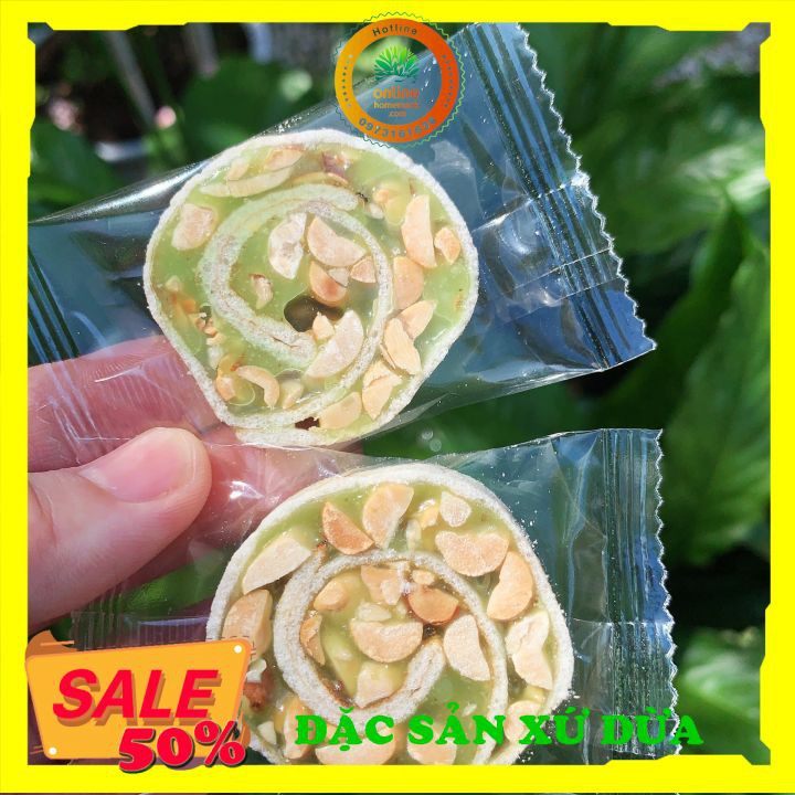 [100G] Kẹo dừa dứa cuộn đậu phộng Kiên Long/Đặc sản Bến Tre