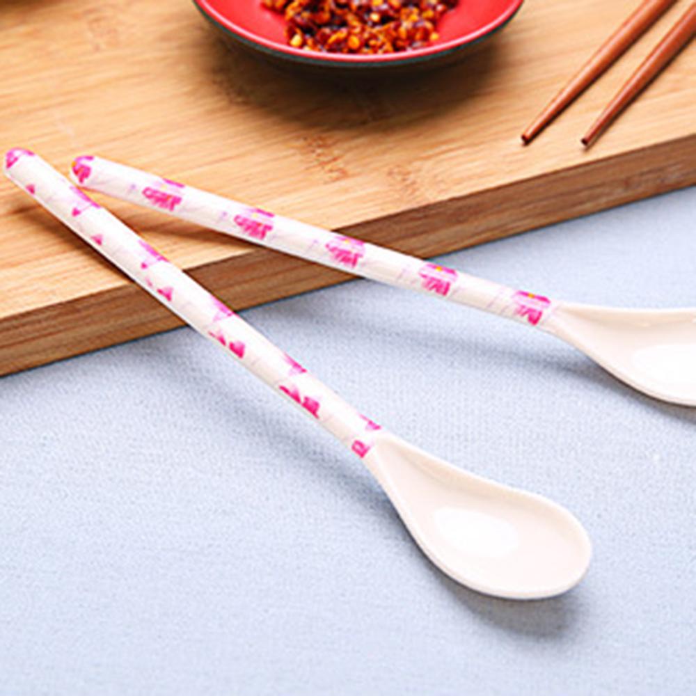 LEISURE Bộ 1 / 3 Muỗng Sứ Cán Dài Xinh Xắn Tiện Dụng