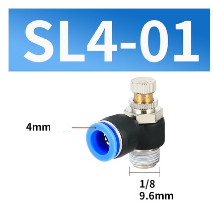 Van tiết lưu chỉnh khí SL4-01 ren 10mm dây hơi đường kính 4mm