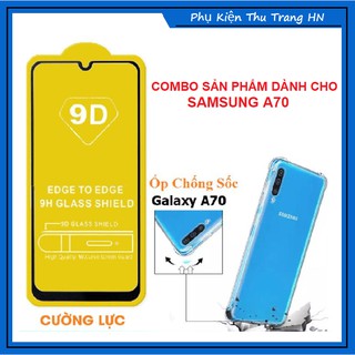 Combo Samsung A70 kính cường lực full màn + ốp dẻo trong chống sốc hàng dày loại 1 - phukienthtranghn