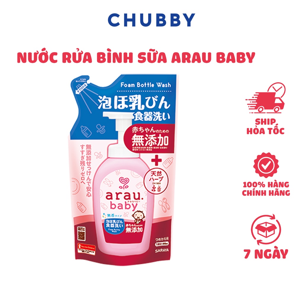 Nước Rửa Bình Sữa ARAU BABY 100% Thành Phần Tự Nhiên Không Chứa Chất Phụ Gia Tổng Hợp An Toàn Cho Bé Dung Tích 450ml
