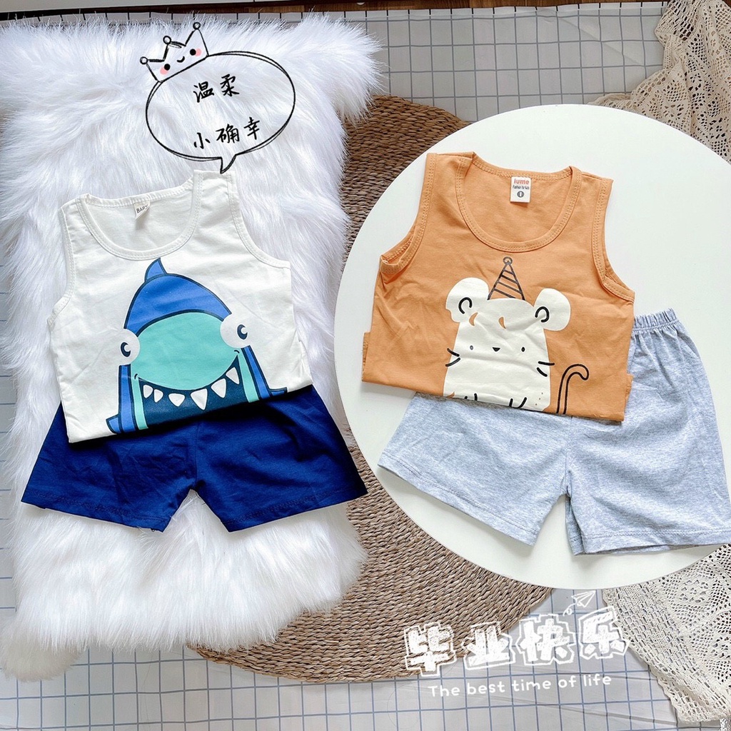 ( 6 - 12kg ) Bộ ba lỗ cotton cho bé trai và gái