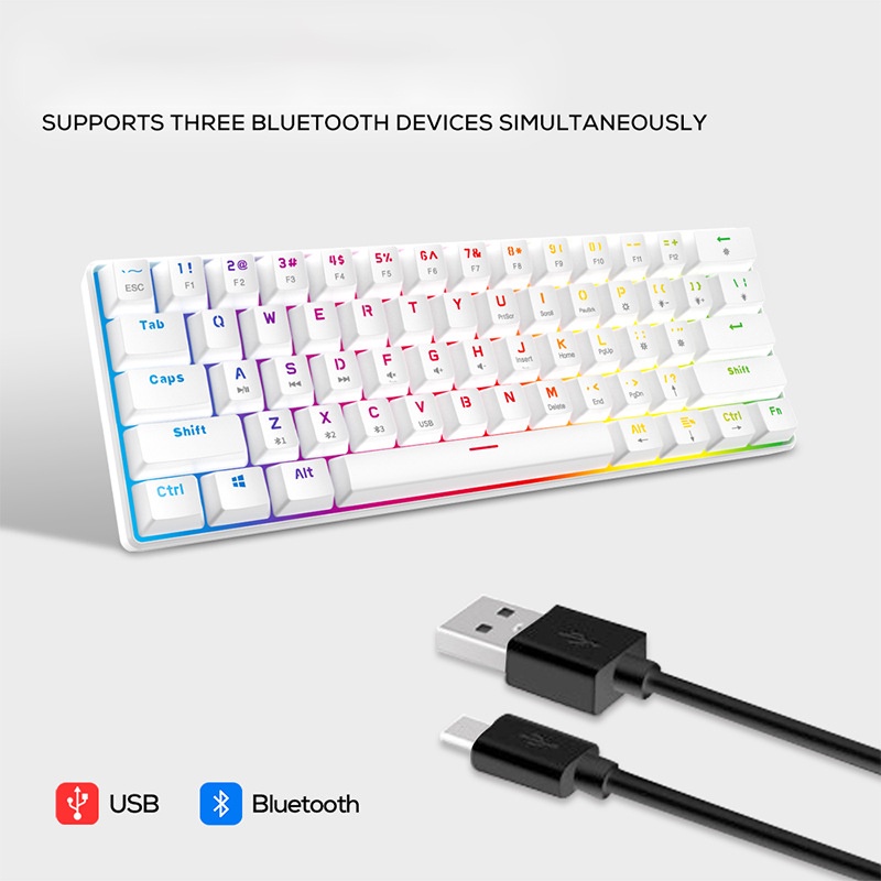 Bàn phím cơ không dây bluetooth pin sạc phím blue switch cho máy tính pc laptop, điện thoại, máy tính bảng windows, ios.