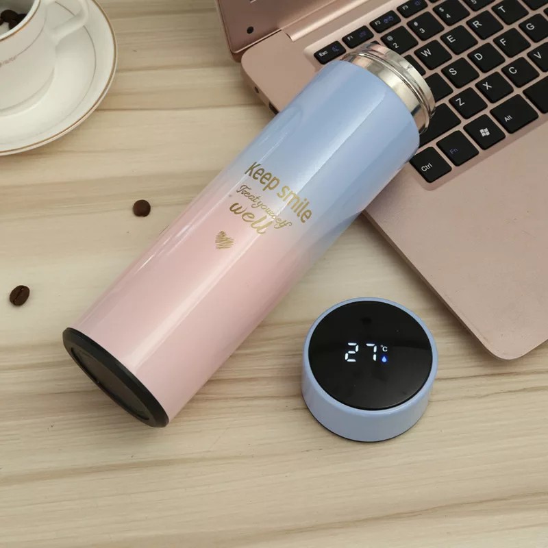 Bình giữ nhiệt LED hiển hiện nhiệt độ màu xắc pasel trẻ trung, hỗ trợ khắc logo, tên theo yêu cầu | BigBuy360 - bigbuy360.vn
