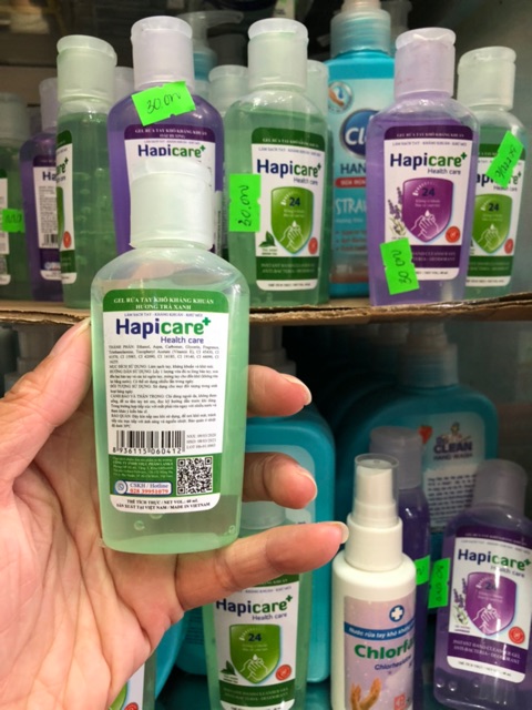 Gel rửa tay khô nước rửa tay khô sát khuẩn nhanh cồn rửa tay khô sát khuẩn HAPICARE 60ml | BigBuy360 - bigbuy360.vn