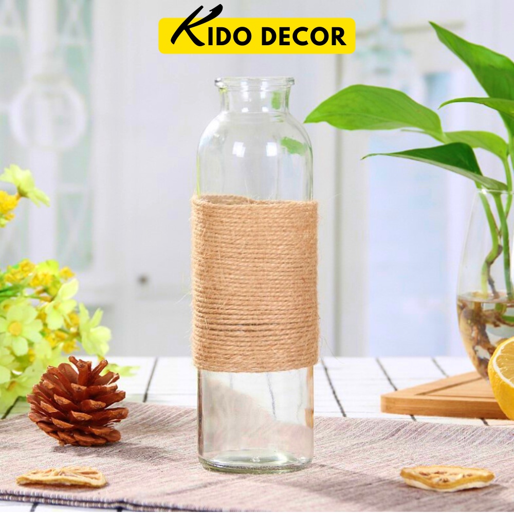 Bình Hoa Decor Cắm Hoa Giả Hình Tròn Trụ Cao 19cm Thuỷ Tinh Trang Trí KIDO