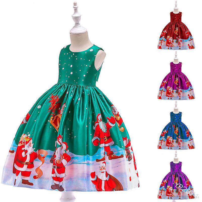 Đầm Hóa Trang Ông Già Noel Không Tay Nhiều Màu Sắc Sy1 Cho Bé Gái