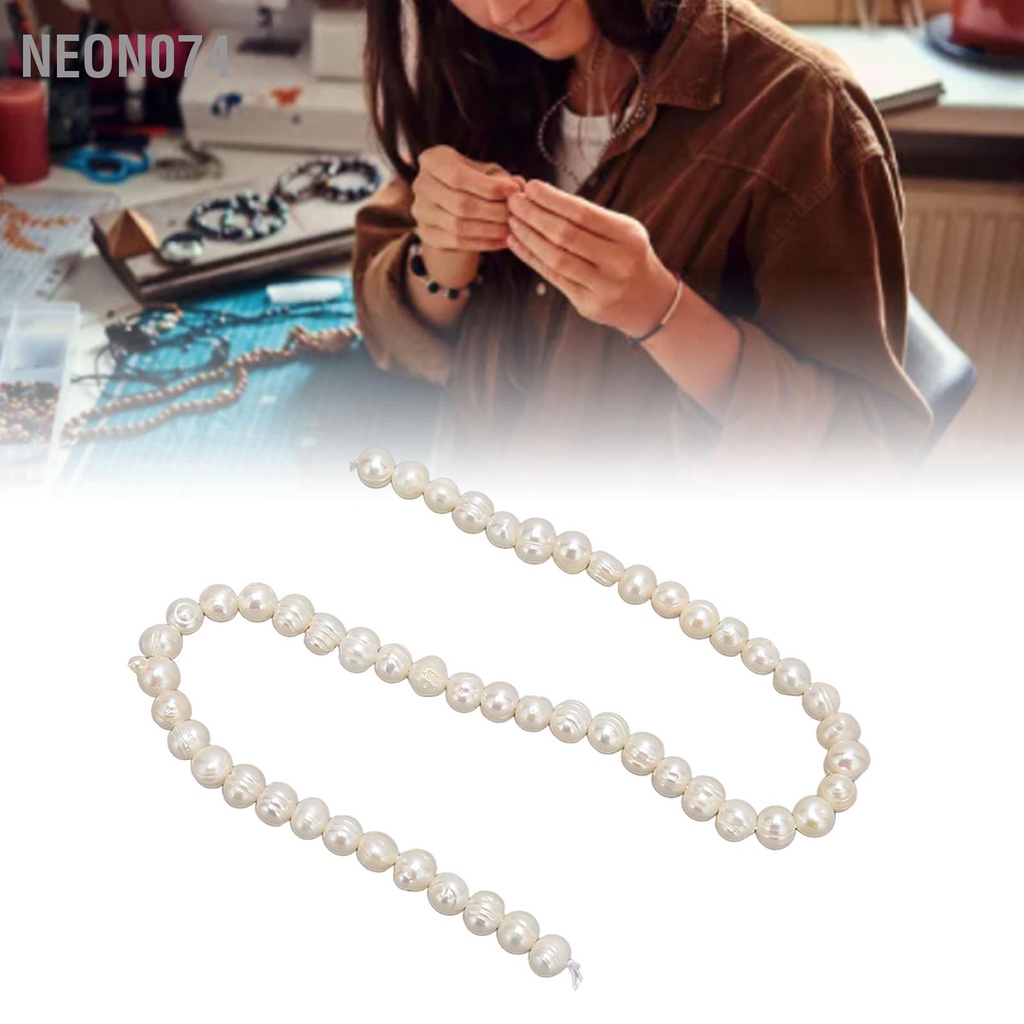 Neon074 Hạt ngọc trai tự nhiên Màu trắng sữa có ren Ngọc nước ngọt rời để làm đồ trang sức vòng cổ đeo tay