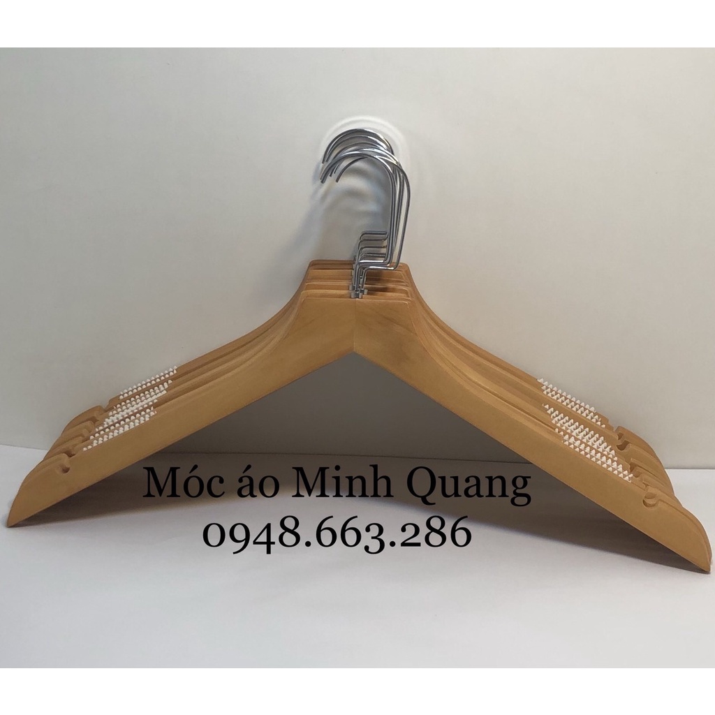 móc treo quần áo-mắc gỗ nam màu vàng-có thiết kế đệm vai-đầu móc xoay 360 độ-chuyên dùng cho shop, gia đình,...