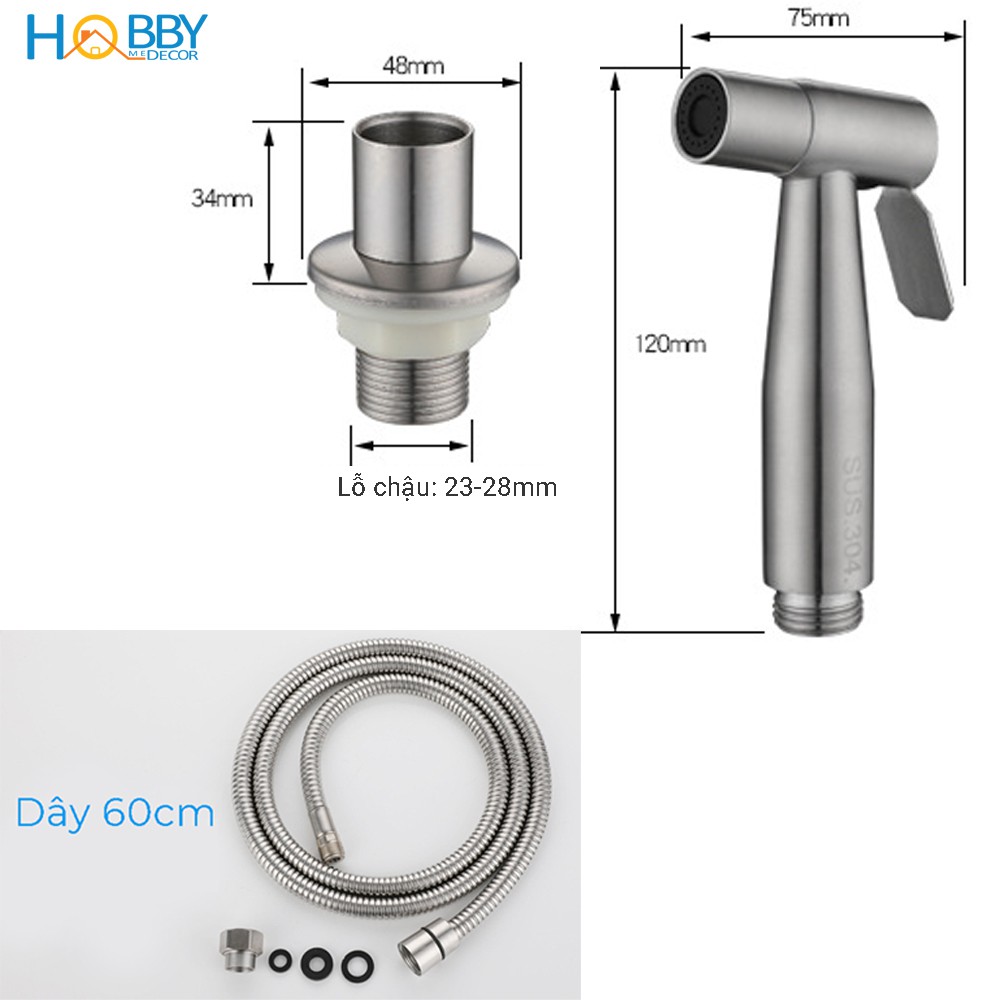 Vòi xịt cho chậu rửa chén Inox 304 HOBBY Home Decor GB1 - kèm dây Inox 1.5m