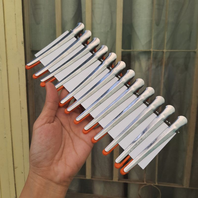 Sét 2 Kẹp mỏ vịt kim loại bọc nhựa 9cm (được chọn màu)