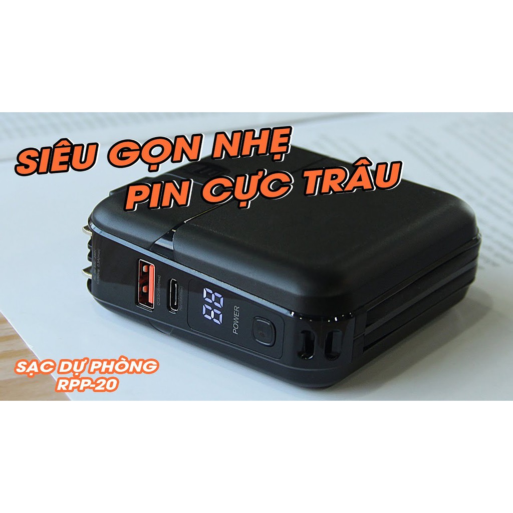 Cốc sạc kiêm pin dự phòng hỗ trợ sạc nhanh 18w cắm điện trực tiếp remax RPP-145 dung lượng 10.000mAh/10.000mAh