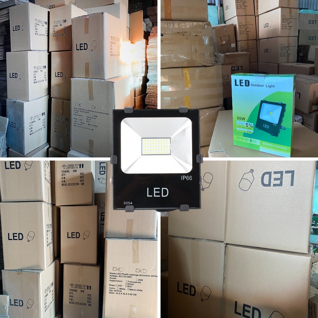 Đèn pha LED 50W 30w 20w IP66 siêu sáng chiếu sáng ngoài trời ánh sáng trắng, ánh sáng vàng, đèn xưởng, đèn công trình