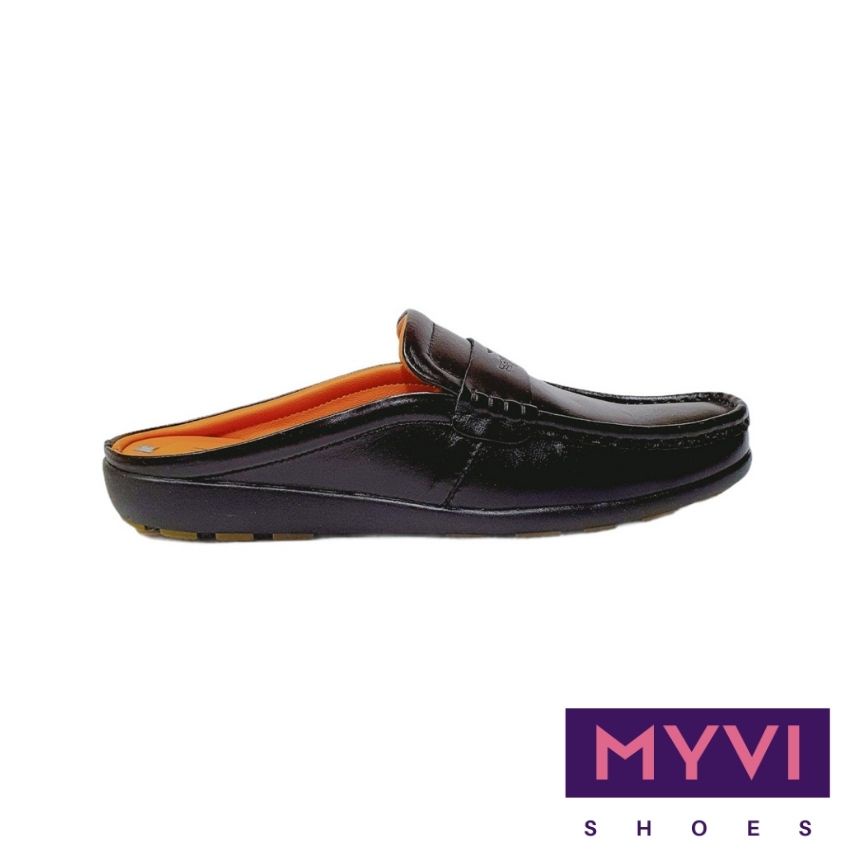 Giày Sục Da Bò Thật Nam Trung Niên, Mũi Vuông, Trang Trí Vintage Cổ Điển & Logo Cá Sấu (Đen) - MyVi Shoes | BigBuy360 - bigbuy360.vn
