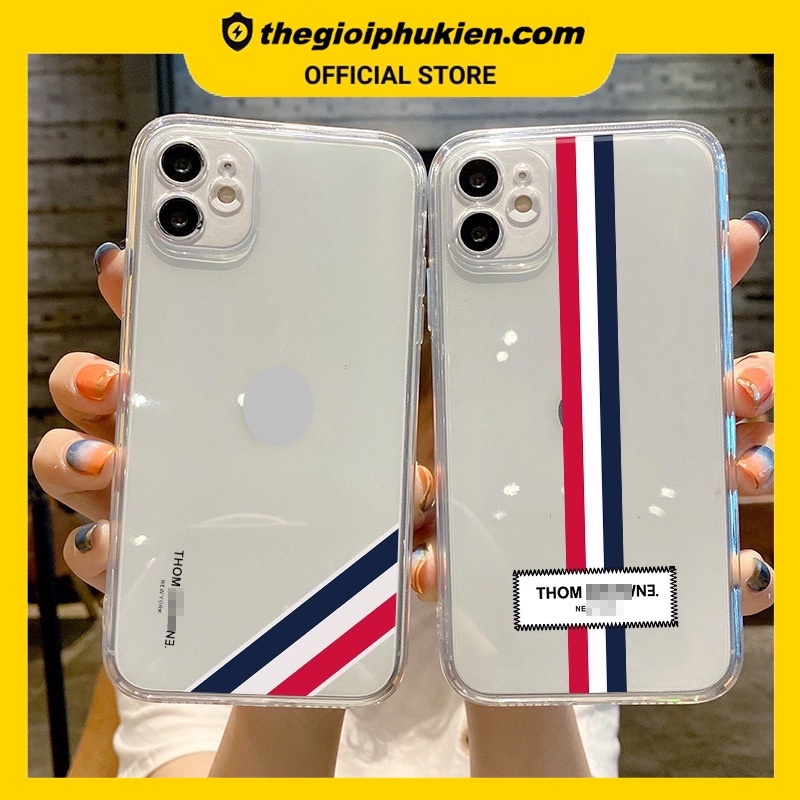 Ốp lưng iphone silicon trong suốt Kẻ sọc Thom dành cho iphone 6 đến 13promax - T125