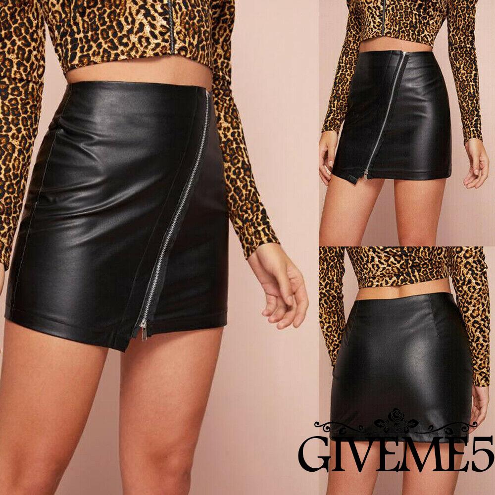 Chân váy da thiết kế khóa kéo độc đáo thời trang quyến rũ cho nữ