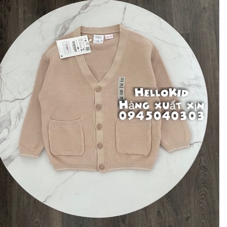 A64 - Áo khoác len cardigan mắt xích nhỏ BE