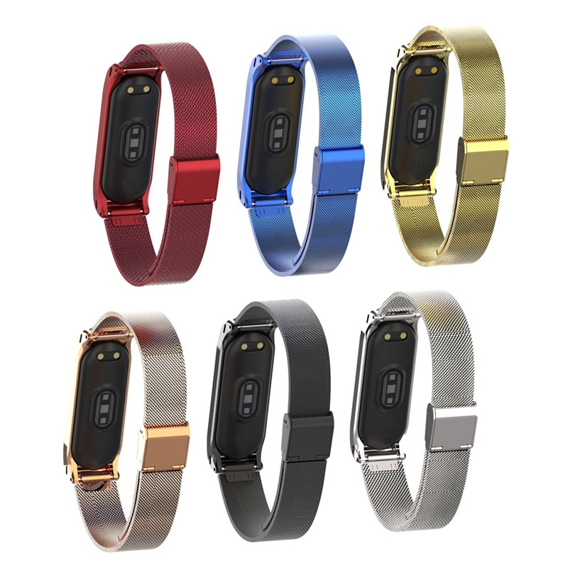 Dây Đeo Thay Thế Chất Liệu Kim Loại Dạng Lưới Cho Xiaomi Mi Band 4 3