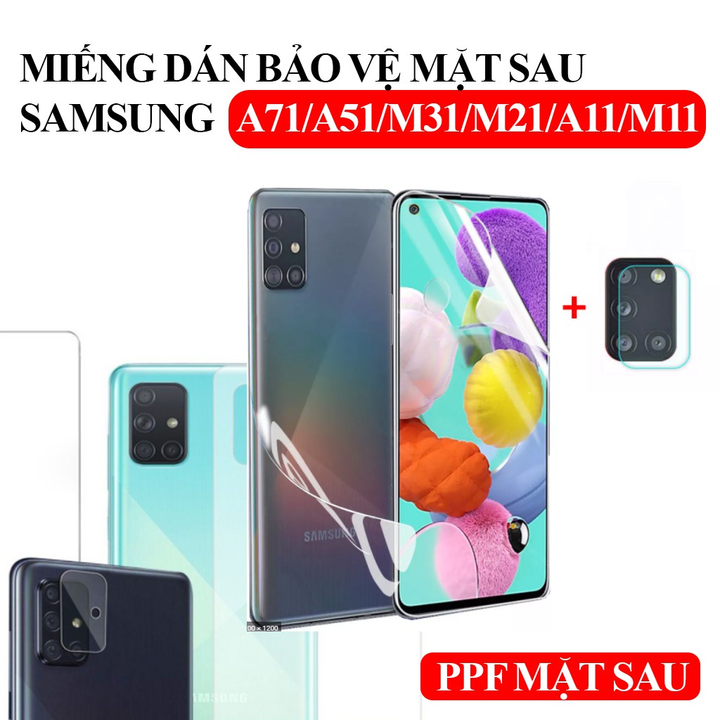 Miếng Dán PPF Samsung A51 / A71 / A11 / M11 / M31 / M21 Mặt Sau Trong Suốt - Chống trầy xước