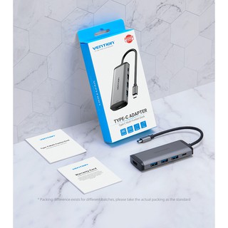 CÁP CHUYỂN ĐỔI TYPE-C SANG HDMI + 3 CỔNG USB 3.0 + TYPE-C PD VENTION CNBHB