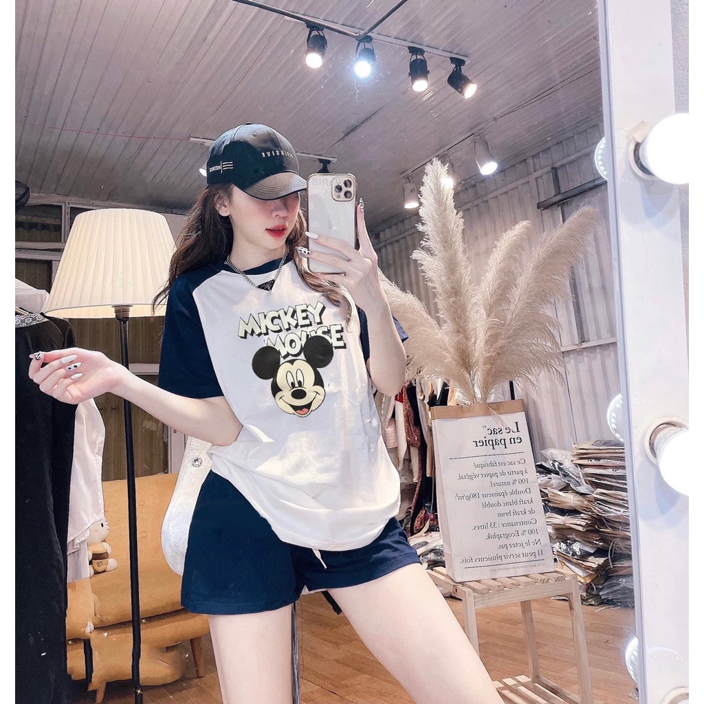 Set Bộ Thể Thao Nữ Mùa Hè Phối Màu Raglan Hot Hit Đồ bộ đùi nhiều màu cá tính Alala