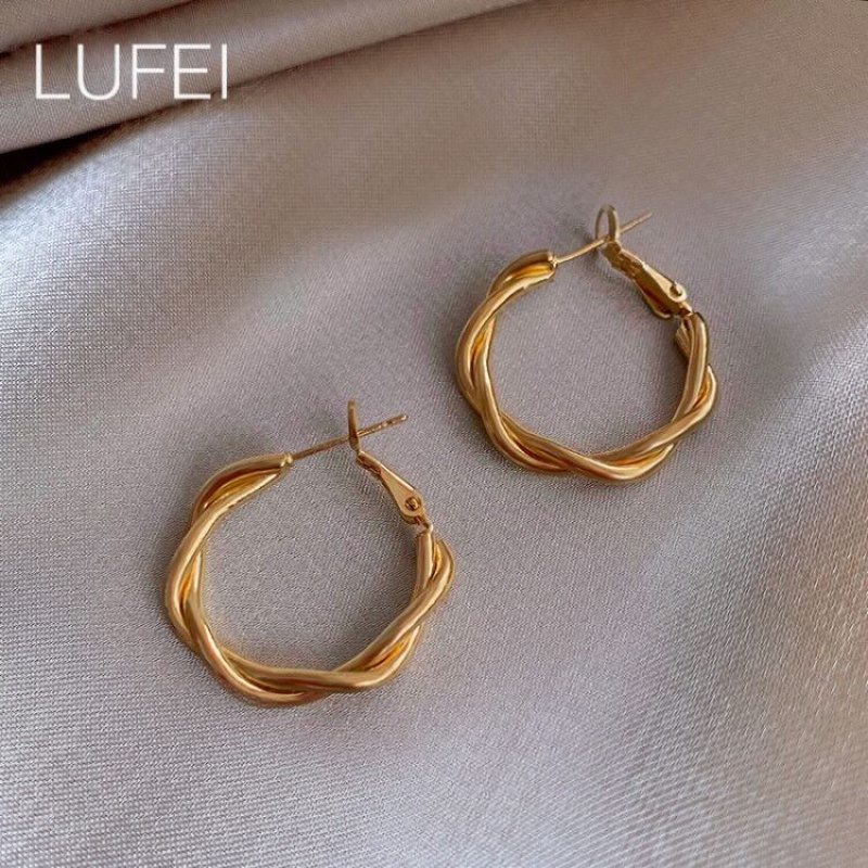 Bông tai kim loại thiết kế đơn giản phong cách retro Hàn Quốc 2023