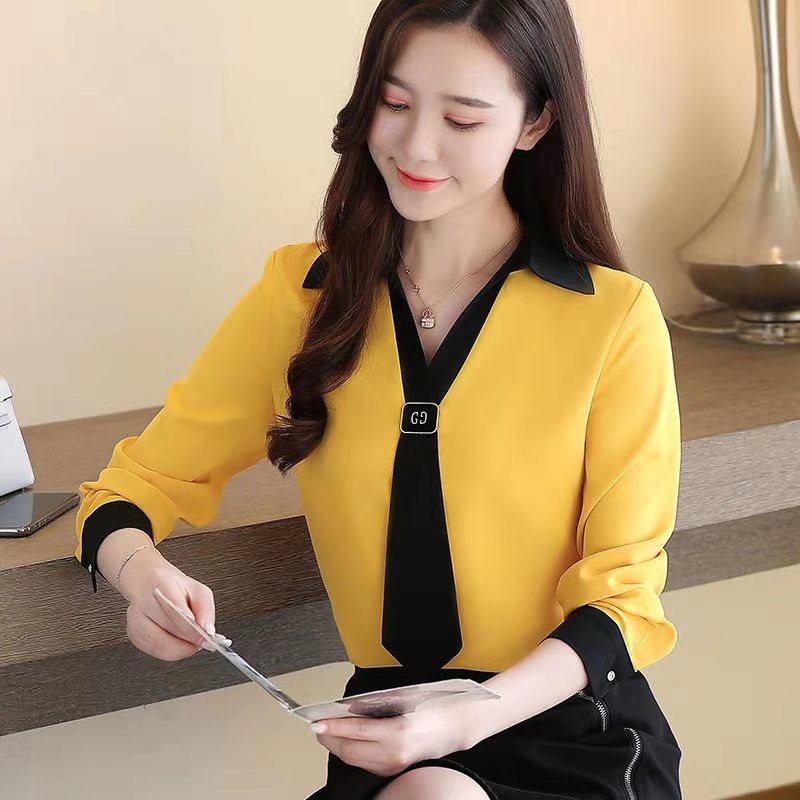 (Q303) Áo kiểu nữ cổ sơ mi màu sắc tươi sáng phối đen form dáng suông kiểu dáng thiết kế sang trọng công sở thời thượng